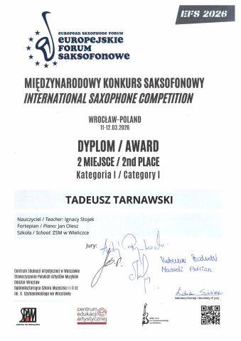 Tadeusz Tarnawski dyplom